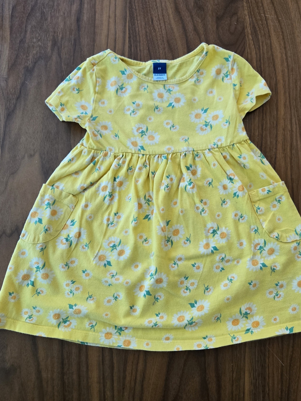 Old Navy Yellow Daisy Floral Short Sleeve Pocket Dress 2T